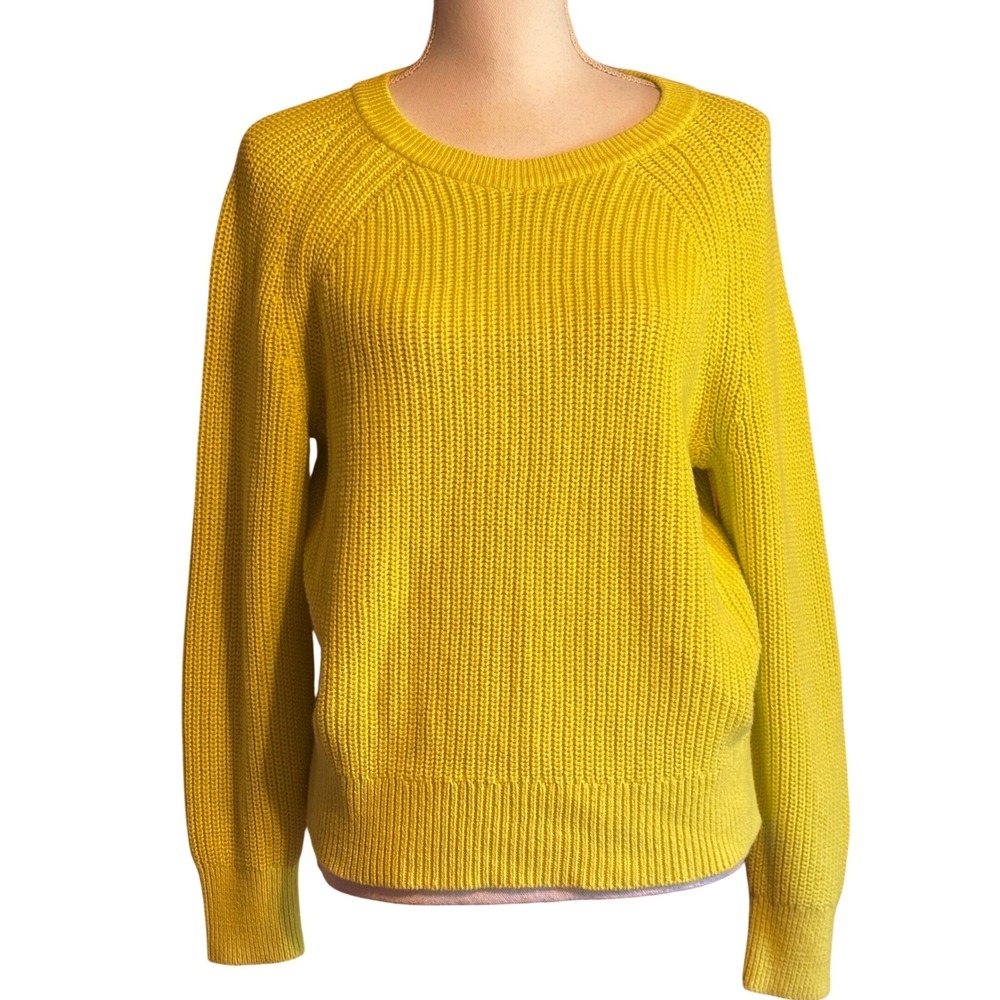 J.Crew Cotton Fisherman Sweater Neon Yellow Coastal Dopamine DressingSmall